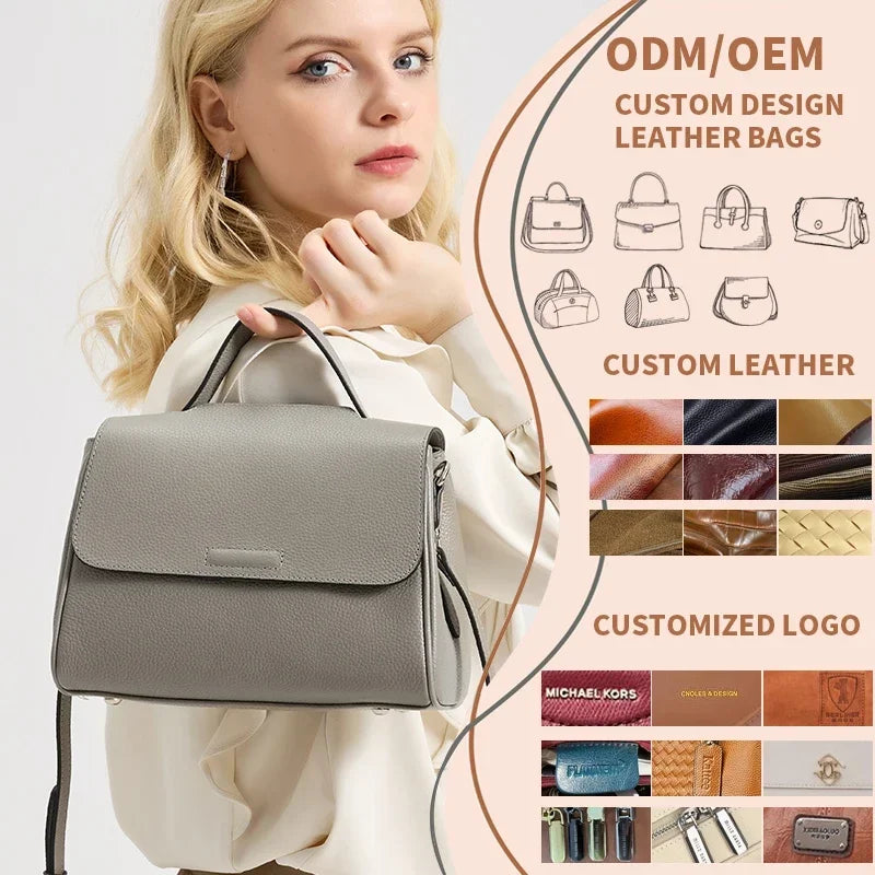 Ladies Soft Cowhide Leather Handbags Women‘s Top-grain Genuine leather Shoulder Bag Female Luxury Designer Crossbody Bags