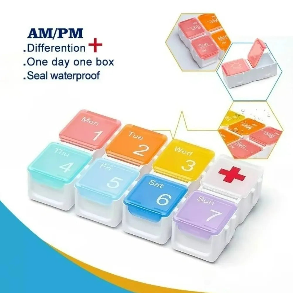 Medicine Reminder Large Capacity Smart Pill Case Reminder 7 Lattice Weekly Pill Organizer Colorful Drug Container Daily Medicine