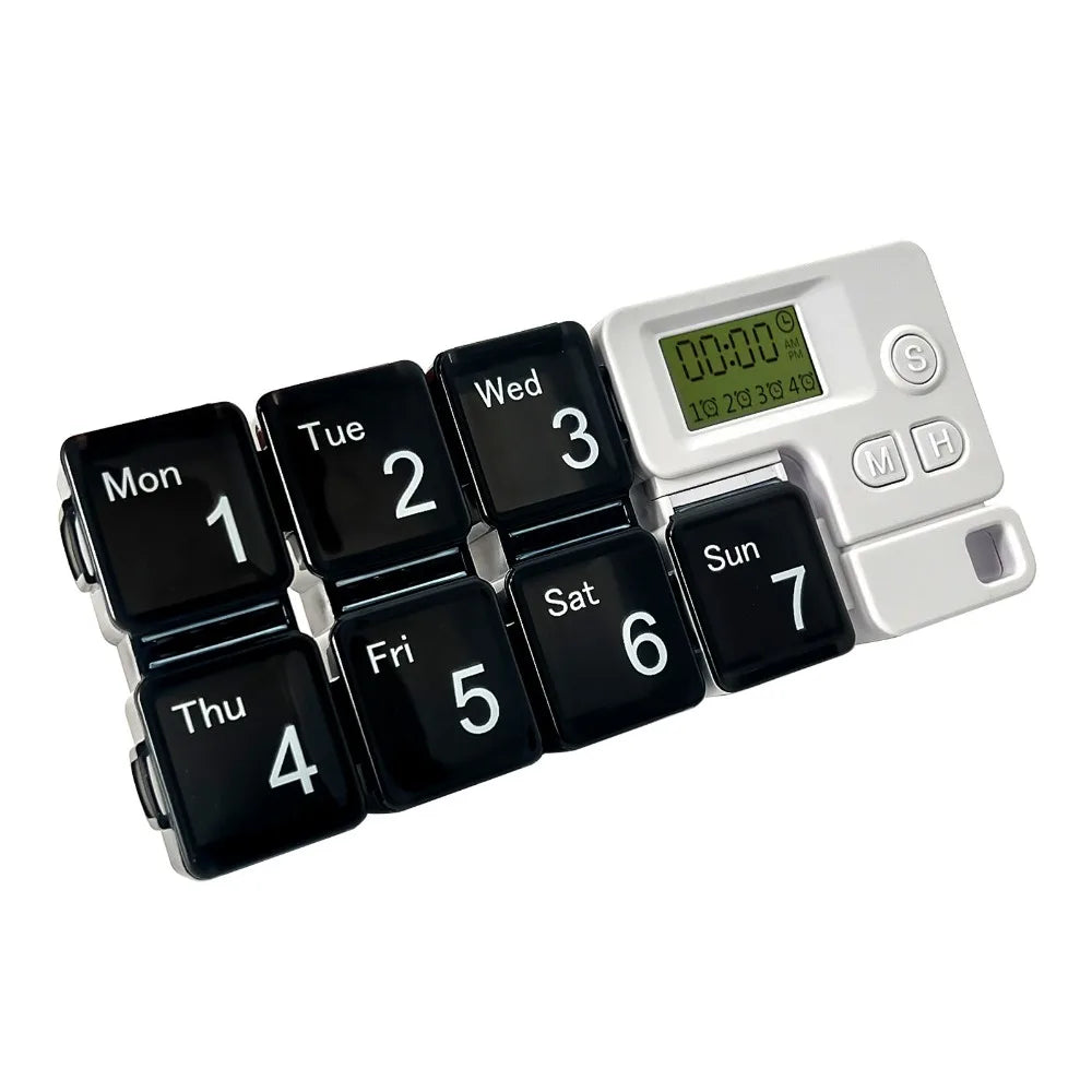 Medicine Reminder Large Capacity Smart Pill Case Reminder 7 Lattice Weekly Pill Organizer Colorful Drug Container Daily Medicine