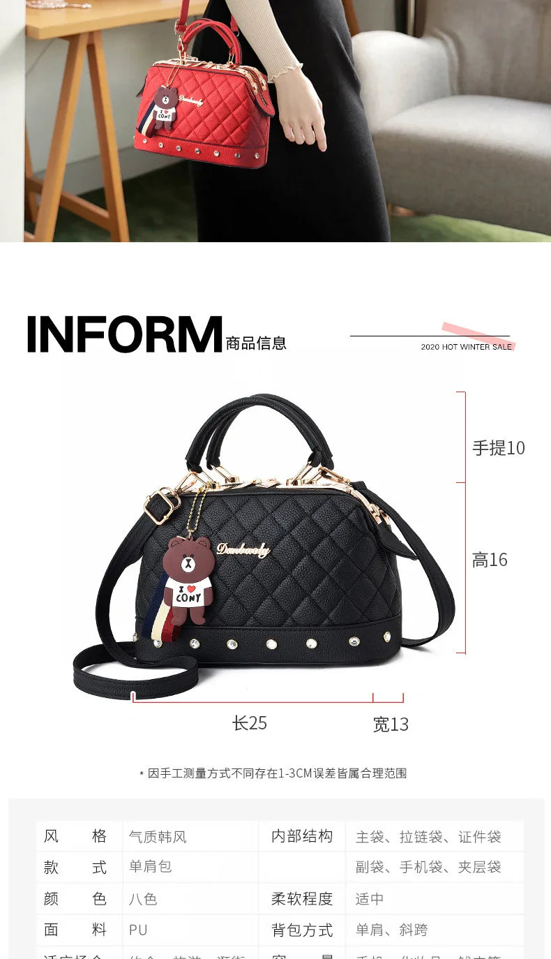 New Woman shoulder bag Large capacity Handbag for Women Crossbody bag Lychee pattern Portable bucket bag ladies messenger bags